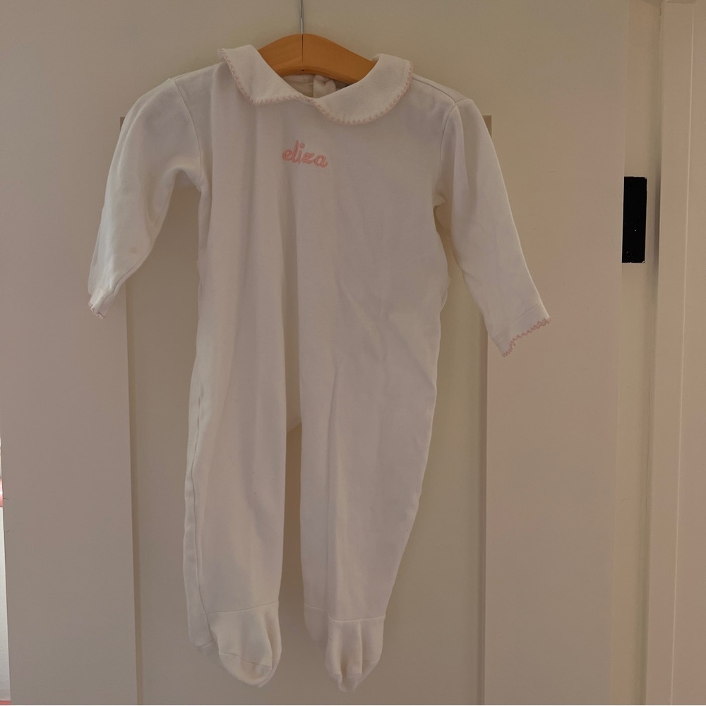 bella bliss baby girl White and Pink Collar One Piece 18 months